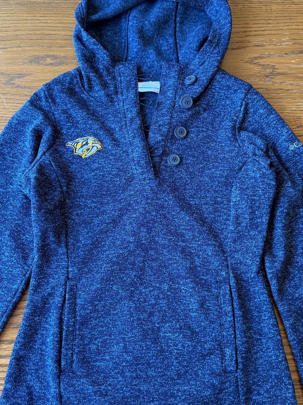 Columbia Blue and Navy Heathered Knit Hoodie
